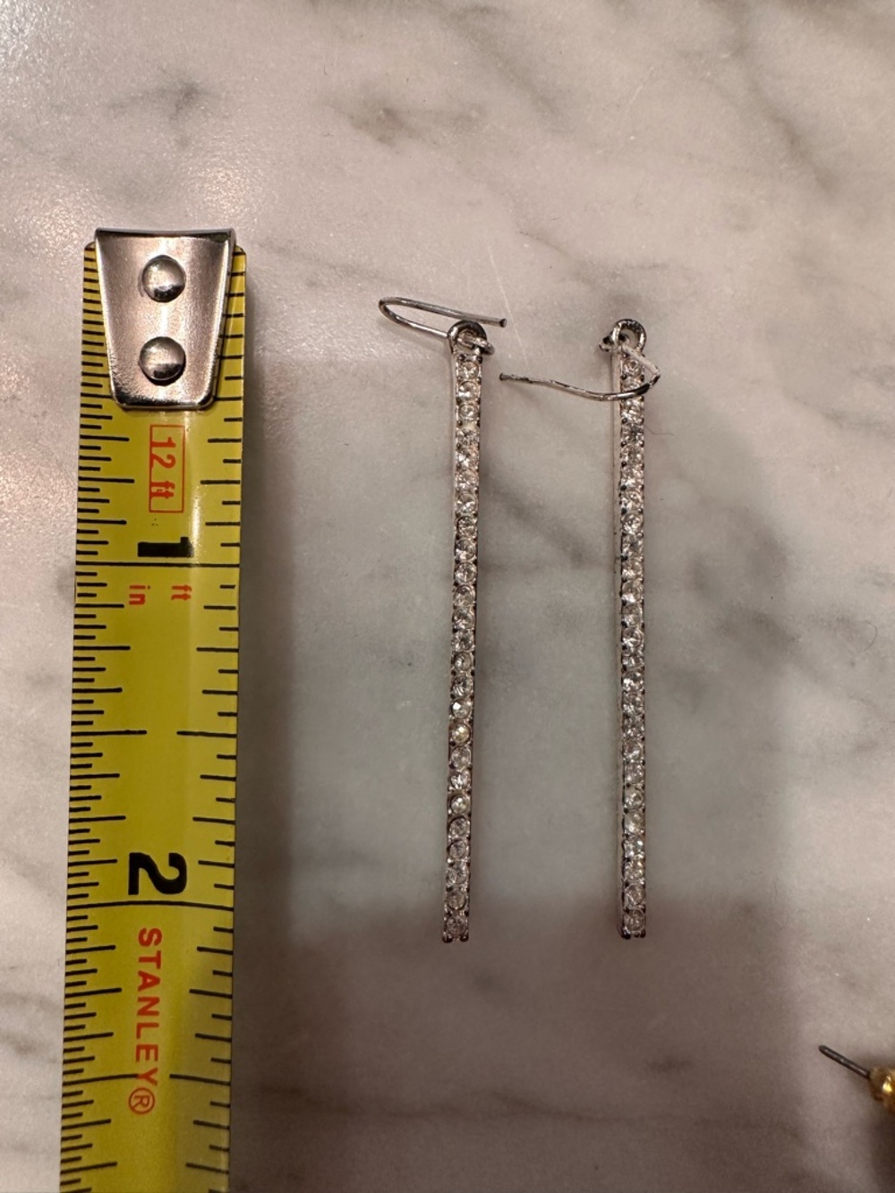Sterling Silver Cubic Zirconia Linear Drop Earrings - White